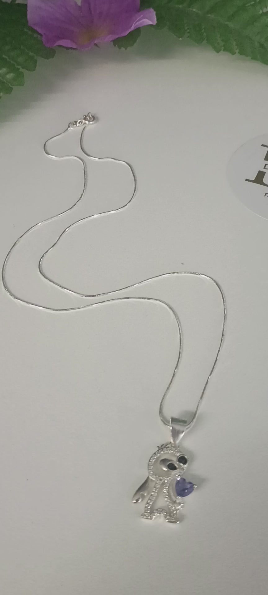 Collar Animado Stitch “Abrazo de Amor” en Plata 925 con Circonias