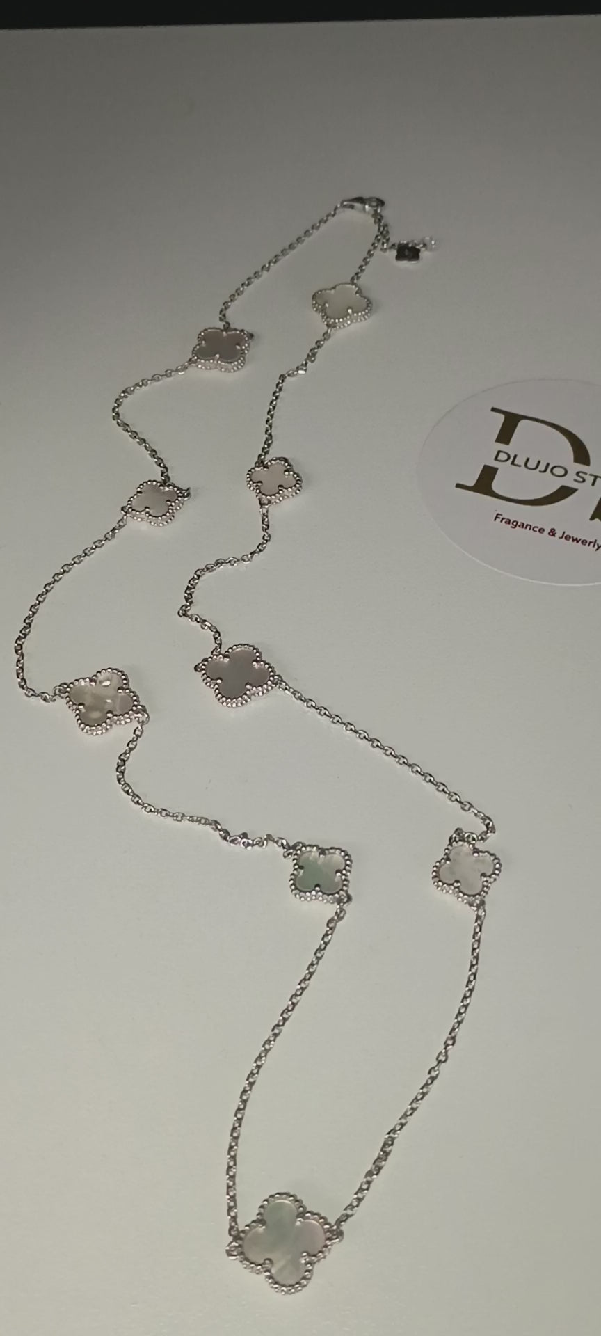 Collar Largo de Tréboles en Plata 925