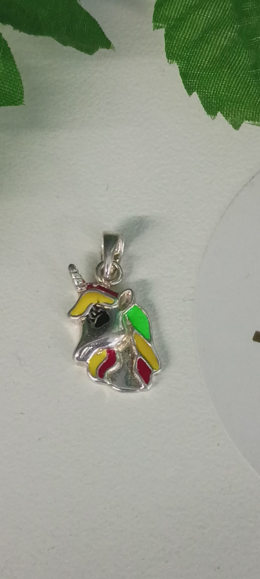 Dije de Unicornio en Plata 925 con Esmalte Multicolor