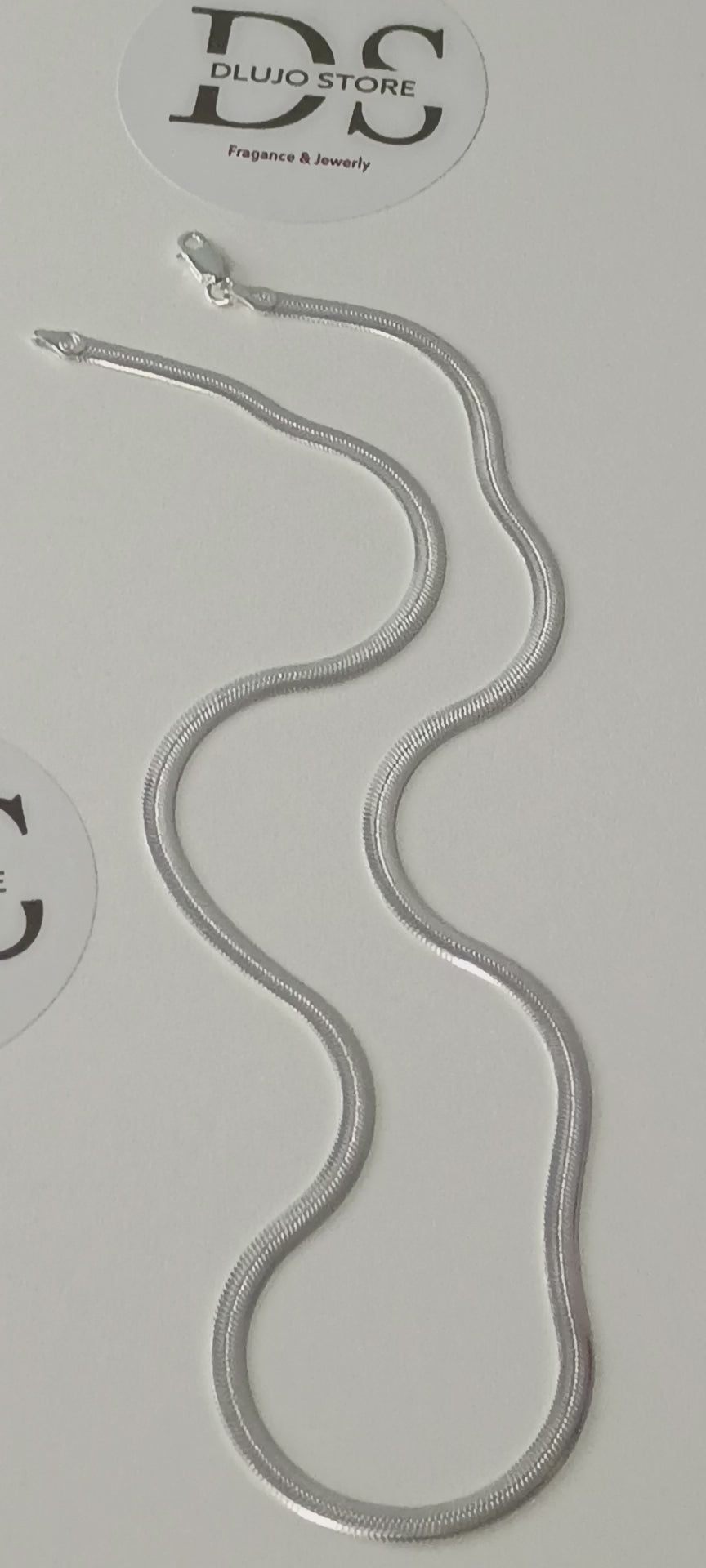 Cadena Plana Estilo Serpiente en Plata 925