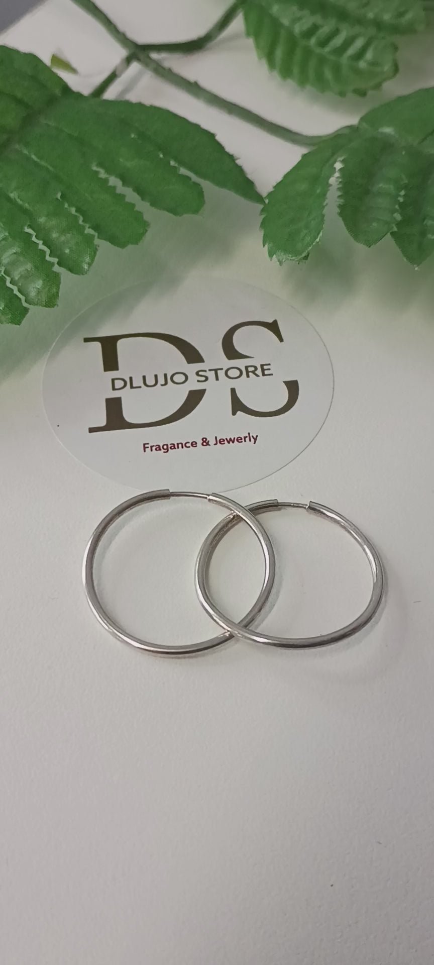 Smooth Hoop Earrings in 925 Sterling Silver – 3.5 cm