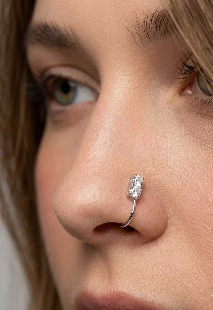 Argolla Nasal Doble Circonia – Elegancia Minimalista Plata 925