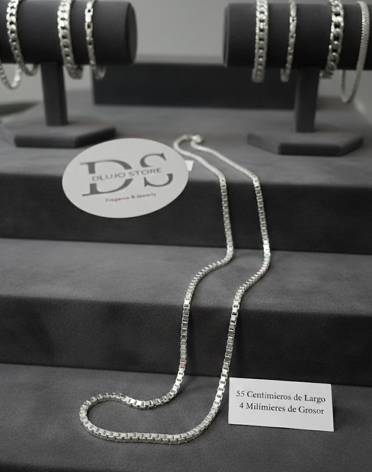Cadena de Caja Cuadrada en Plata 925