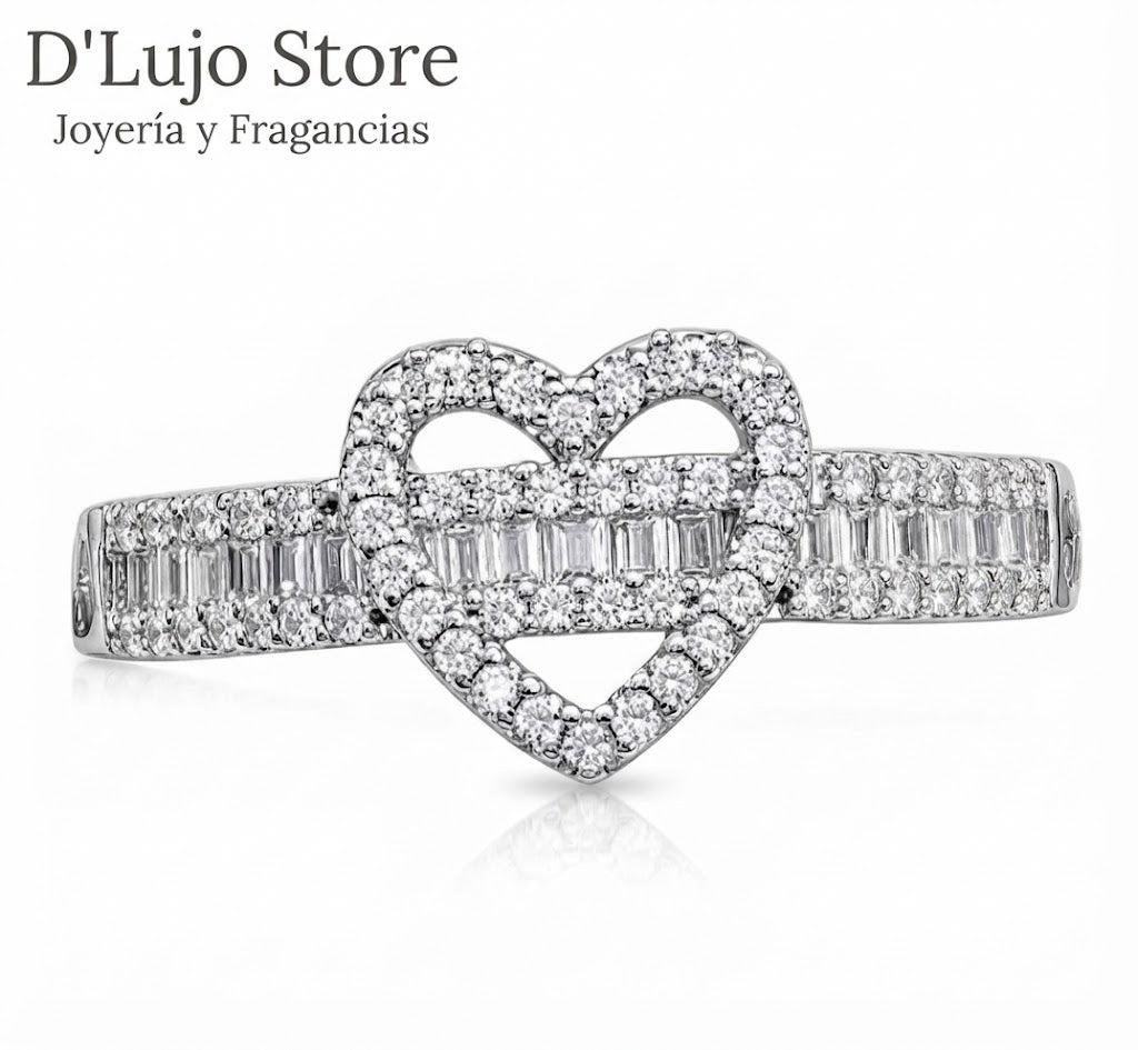 Conjunto Corazón Brillante en Plata 925 con Circonias.