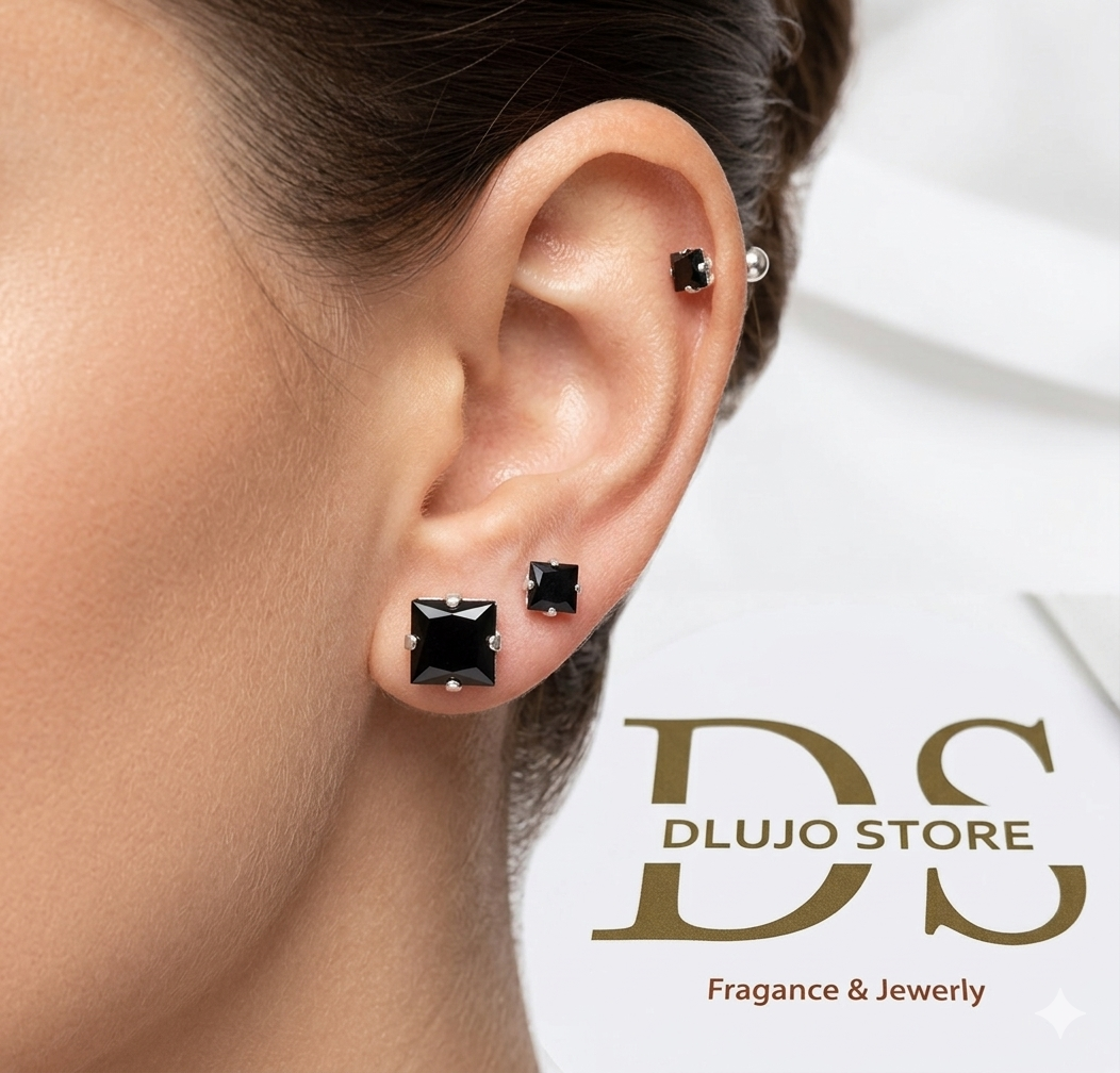 Aretes Broquel Cuadrados en Plata .925 – Elegancia Minimalista