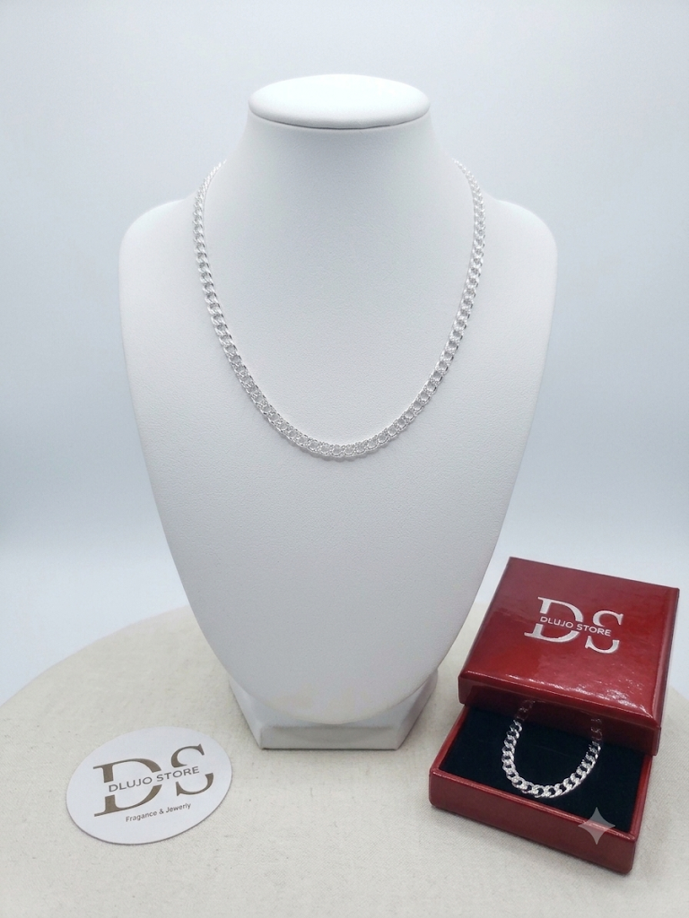 Cadena Cubana Diamantada en Plata .925 (45 cm × 4 mm)