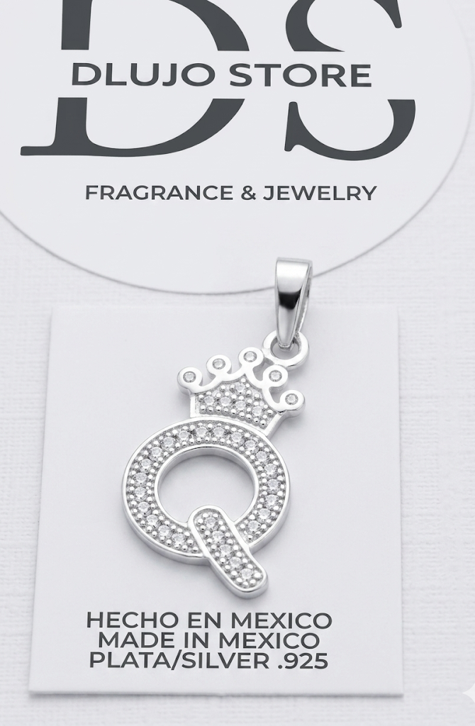 Dije Corona Inicial "Q" – Plata .925 con Circonias