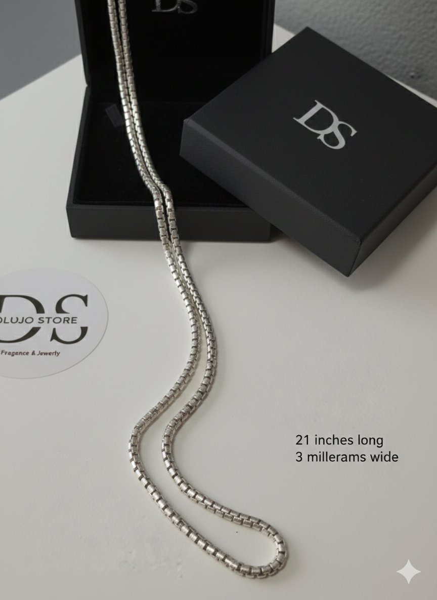 Cadena de Caja Redonda (Veneciana) en Plata 925