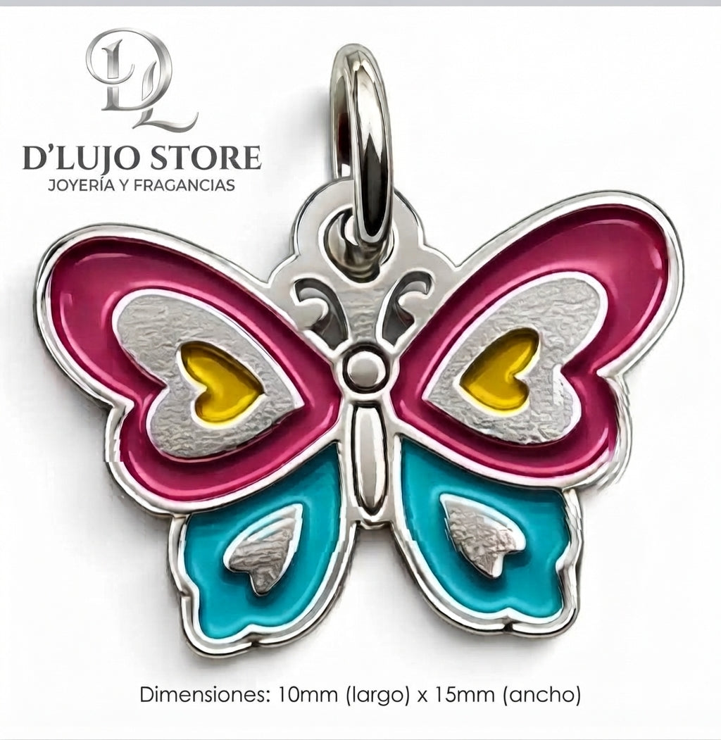 Set de Mariposas Rosa y Azul en Plata 925