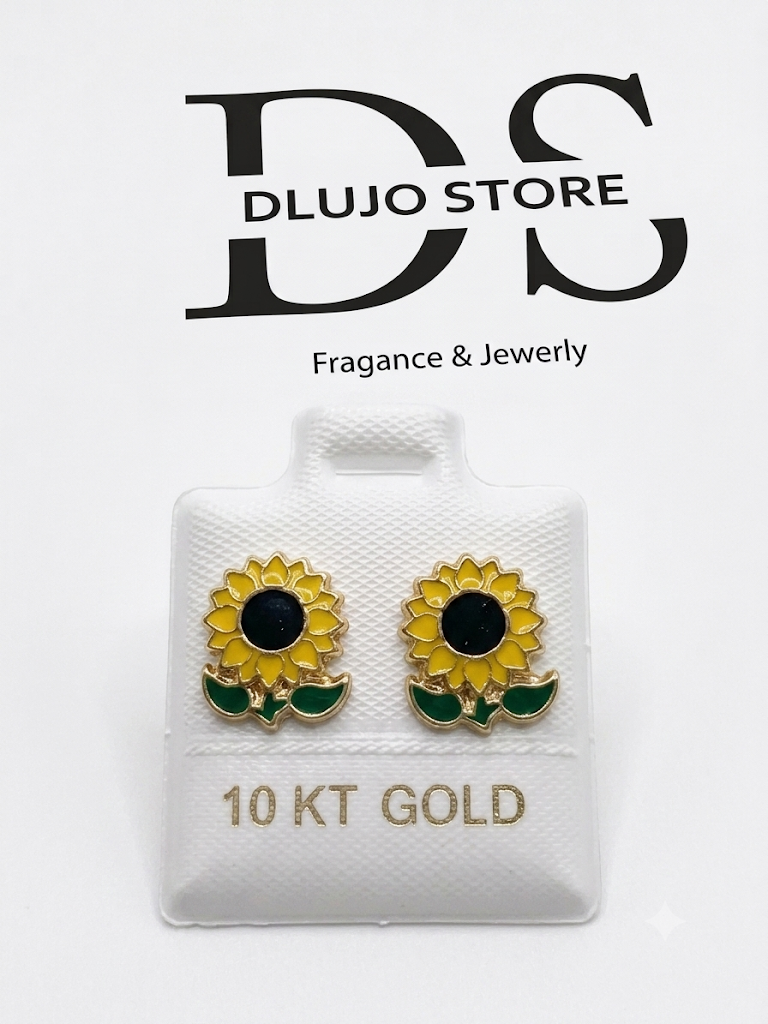 🌻 Aretes de Girasol en Oro 10KT – Un Rayo de Sol para tu Estilo