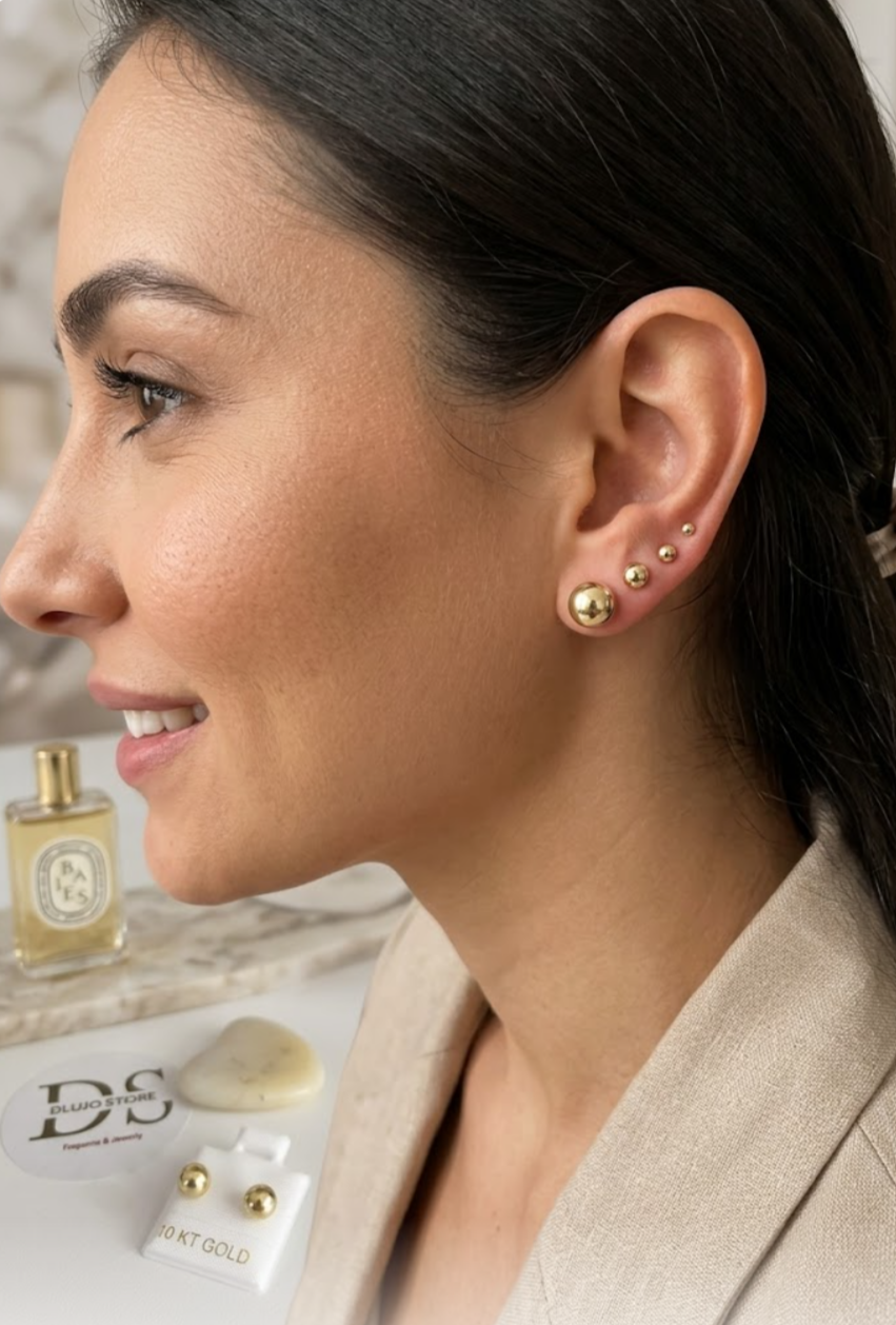 Aretes de Bola en Oro 10K
