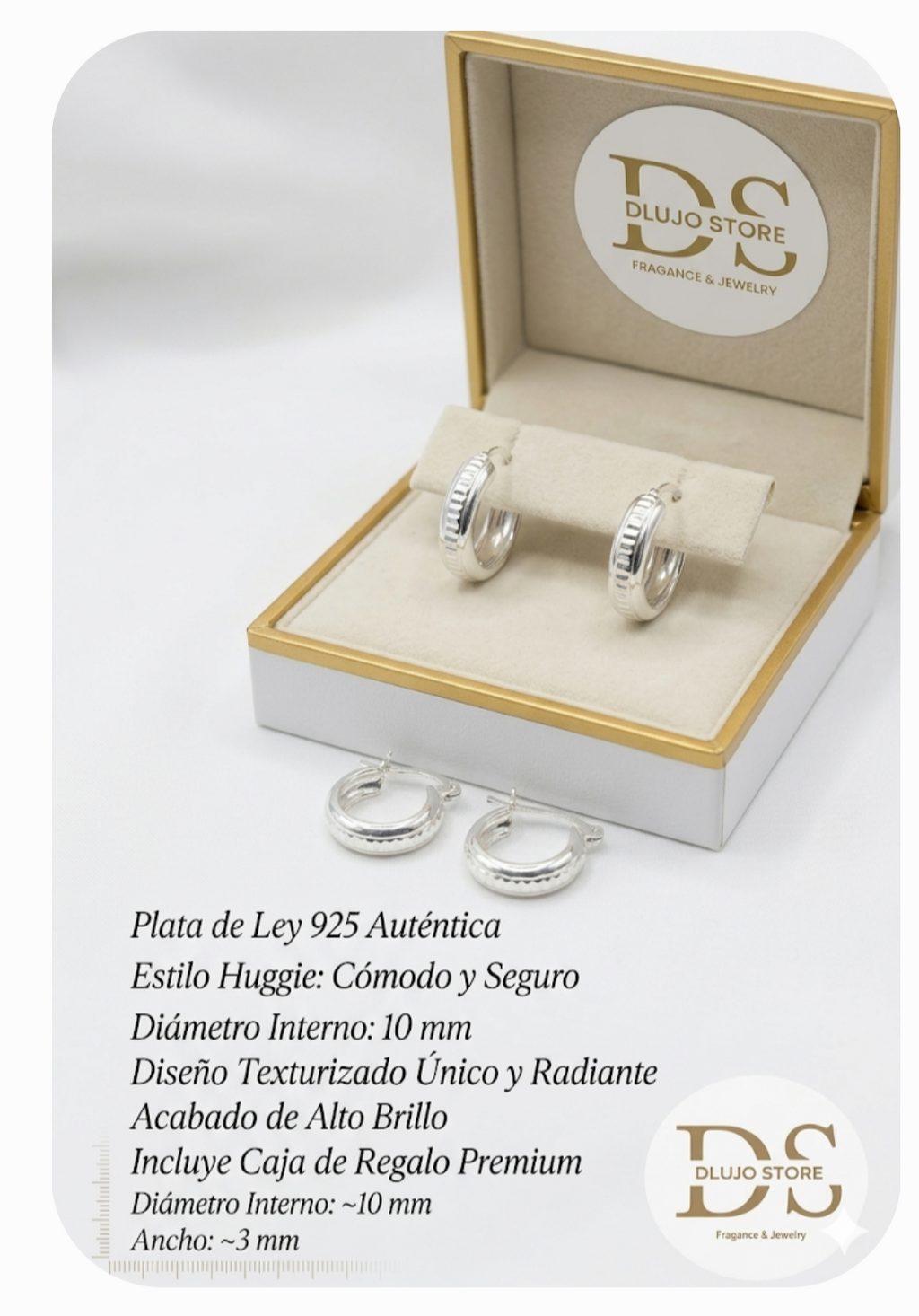 Argollas Estilo Huggies en Plata de Ley 925
