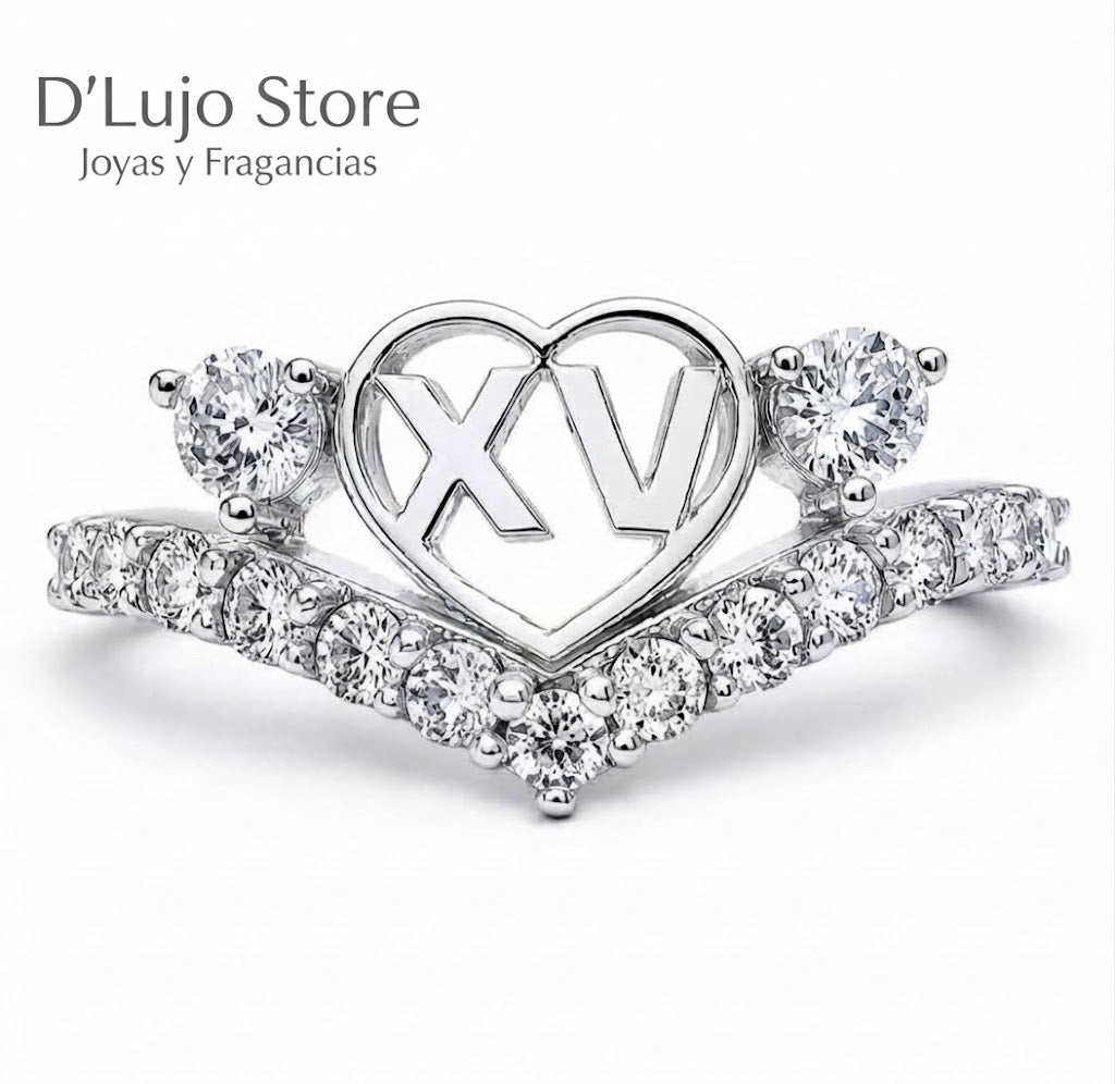 Anillo "Mis XV. Años" en Plata 925 con Circonitas Brillantes.
