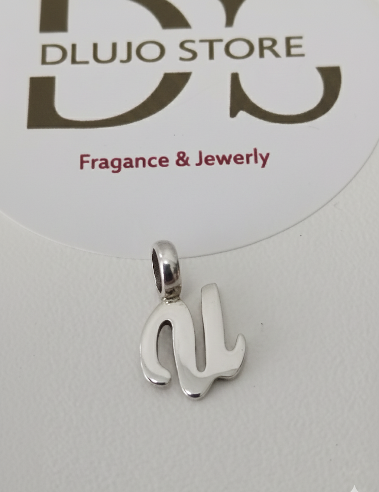 Initial Pendant Letter “U” Cursive in 925 Sterling Silver