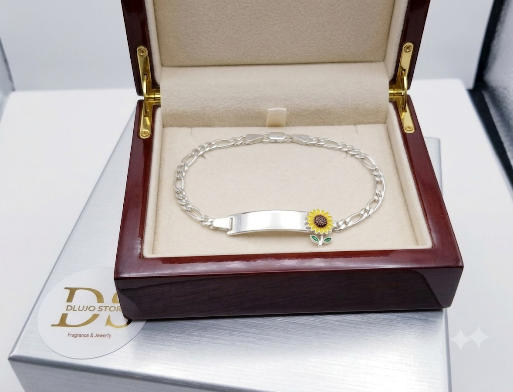 Pulsera de Identidad Infantil de Girasol en Plata 925 – Edición Especial para Niña
