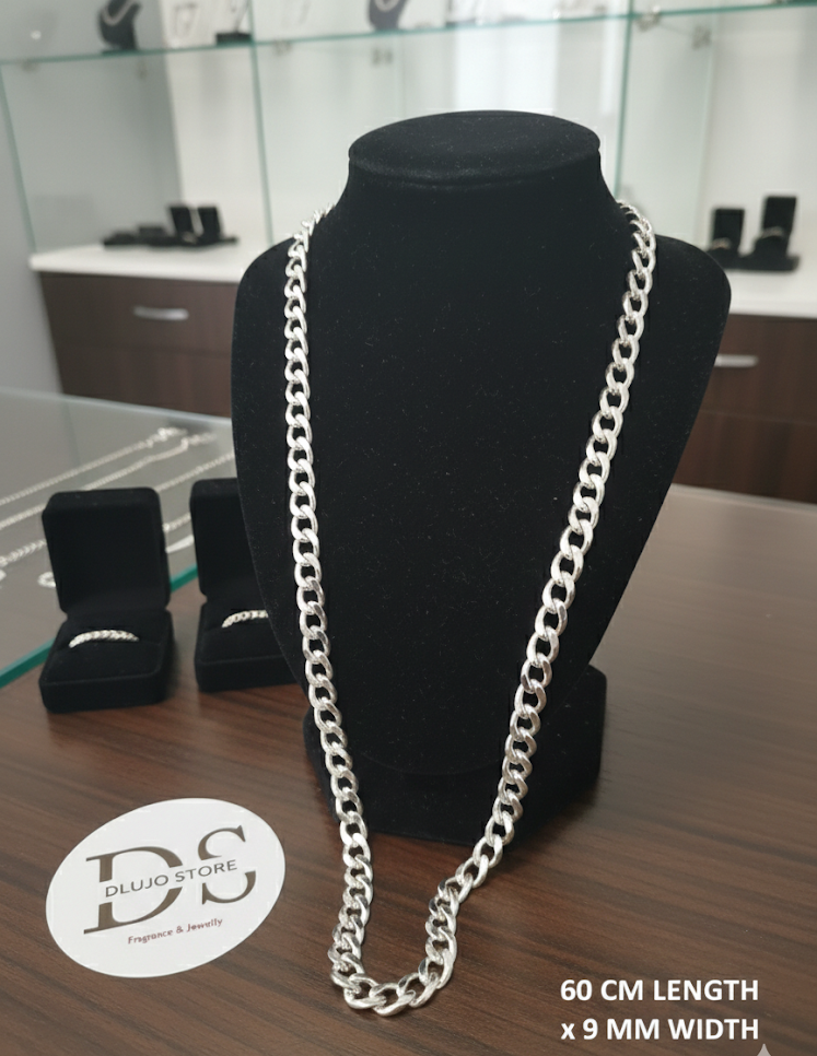 Cadena de Eslabones Cubanos en Plata 925