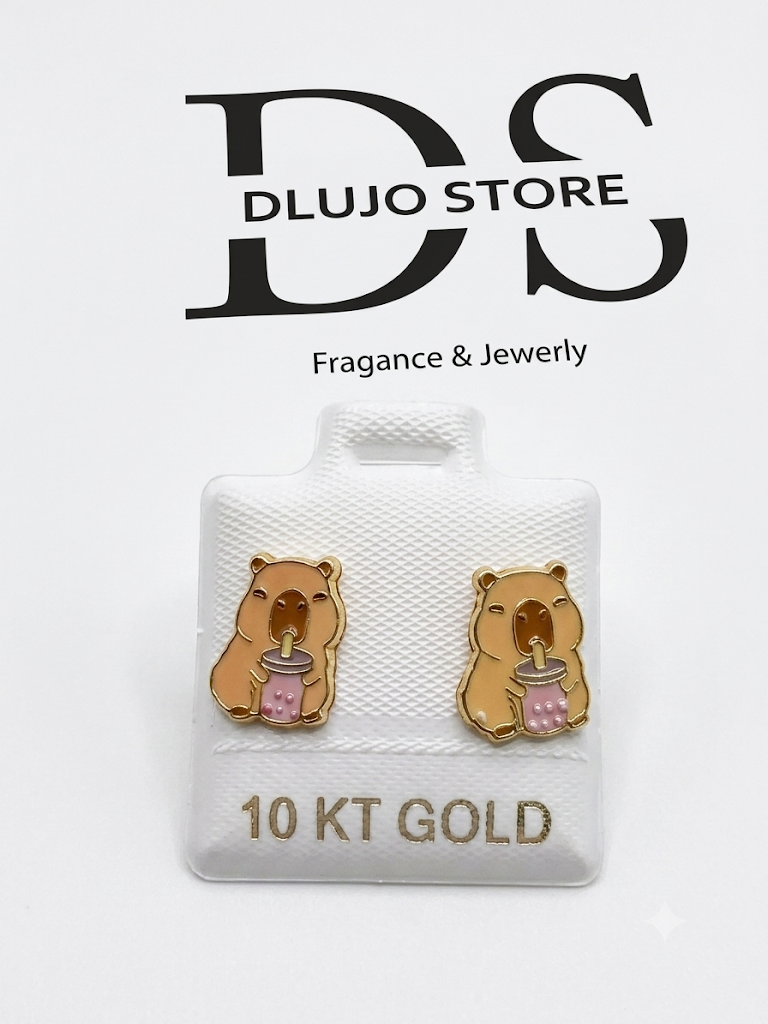 Aretes Broquel de Capibara en Oro 10 Kilates.