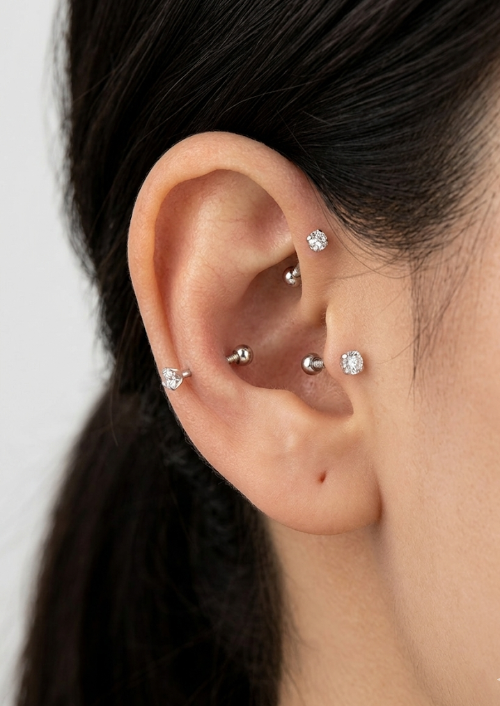 Aretes Broqueles en Plata de Ley 925