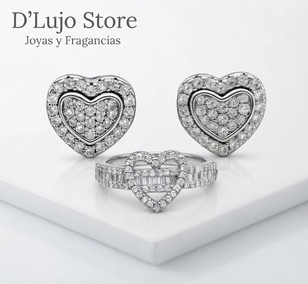 Conjunto Corazón Brillante en Plata 925 con Circonias.