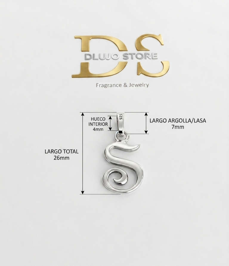 Dije Personalizado Letra "S" en Plata 925