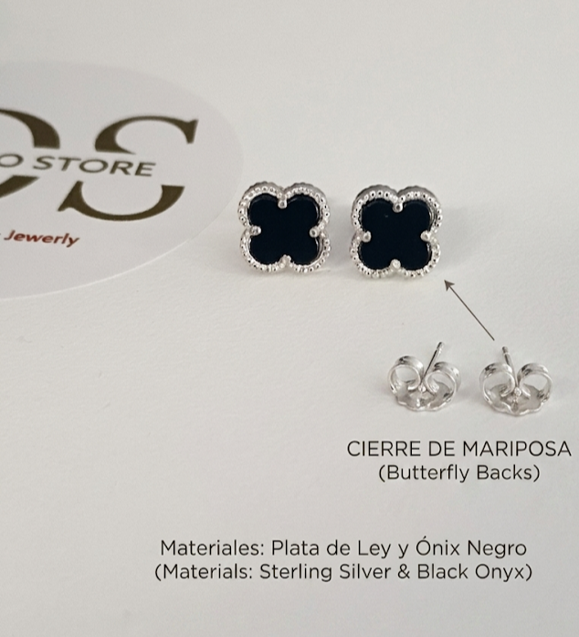 Aretes Van Trebol Negro