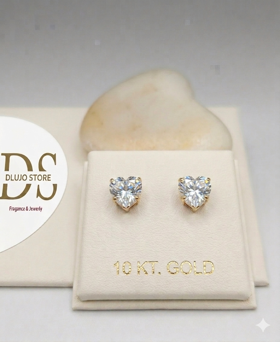 Broqueles Corazón Radiante en Oro de 10KT