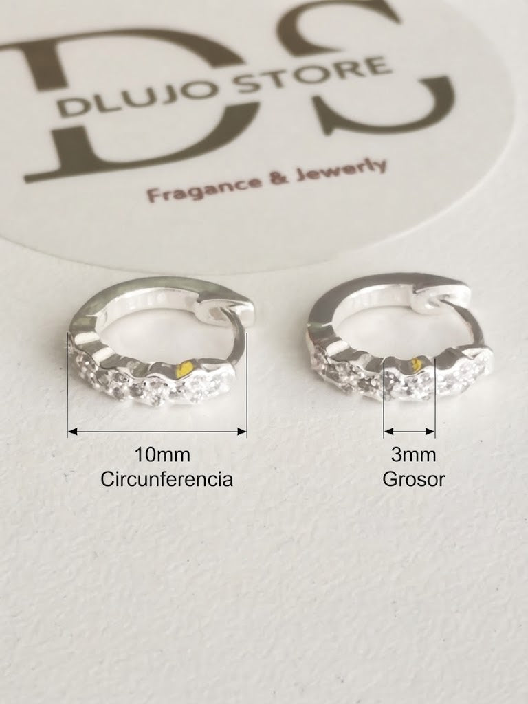 Argollas Huggie de Plata con con Circonias