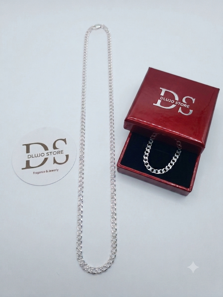 Cadena Cubana Diamantada en Plata .925 (45 cm × 4 mm)