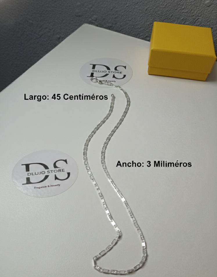 Cadena Plana Estilo Gucci Estrellada en Plata 925